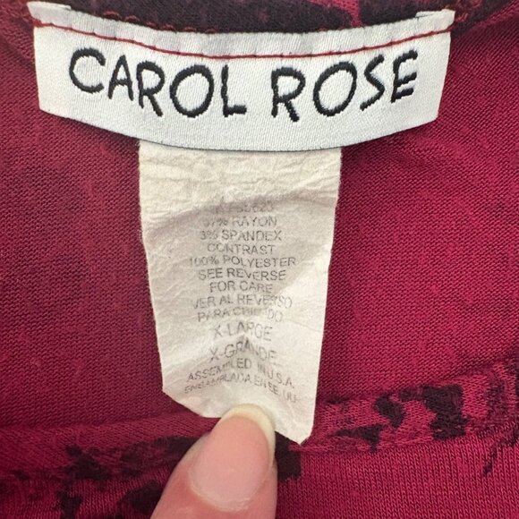 Carol Rose Floral Whimsigoth Burgundy Top W/ Black Lace Short Sleeve Womens XL - Picture 5 of 10